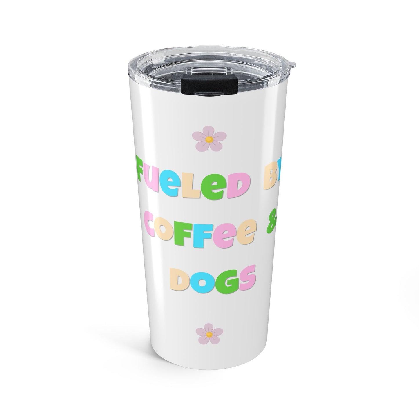 20oz Coffee & Dogs Tumbler — Colorful Floral Travel Cup