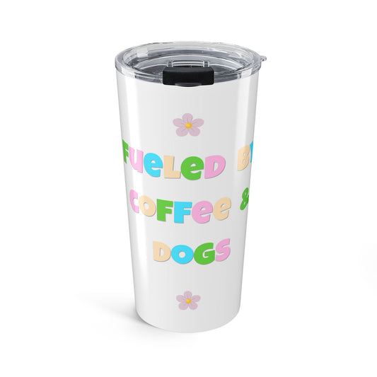 20oz Coffee & Dogs Tumbler — Colorful Floral Travel Cup